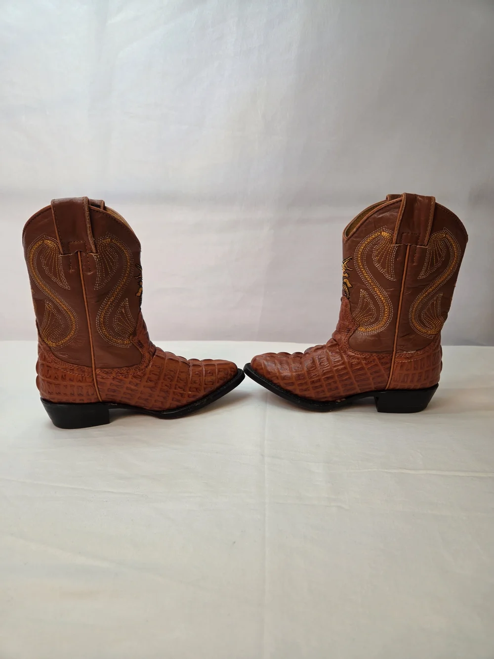 Kids Potrillo Salvaje Cowboy Boots • Brown Exotic Leather • Size 10